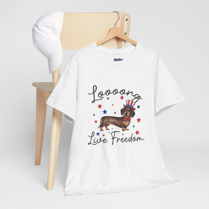 Patriotic Dachshund Loooong Live Freedom Unisex T-Shirt