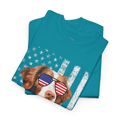 Patriotic Brittany Spaniel with Sunglasses Unisex T-Shirt
