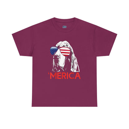 Patriotic Basset Hound With Sunglasses Unisex T-Shirt