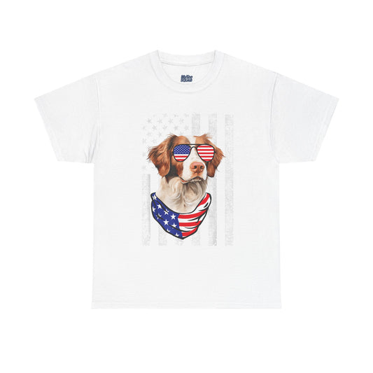 Patriotic Brittany Spaniel with Sunglasses Unisex T-Shirt
