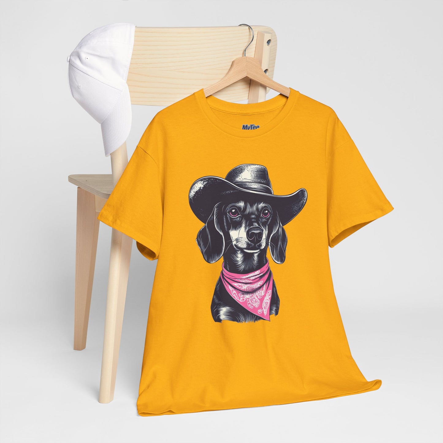Dachshund Cowgirl Vibes T-Shirt – Pink Bandana Pup Shirt