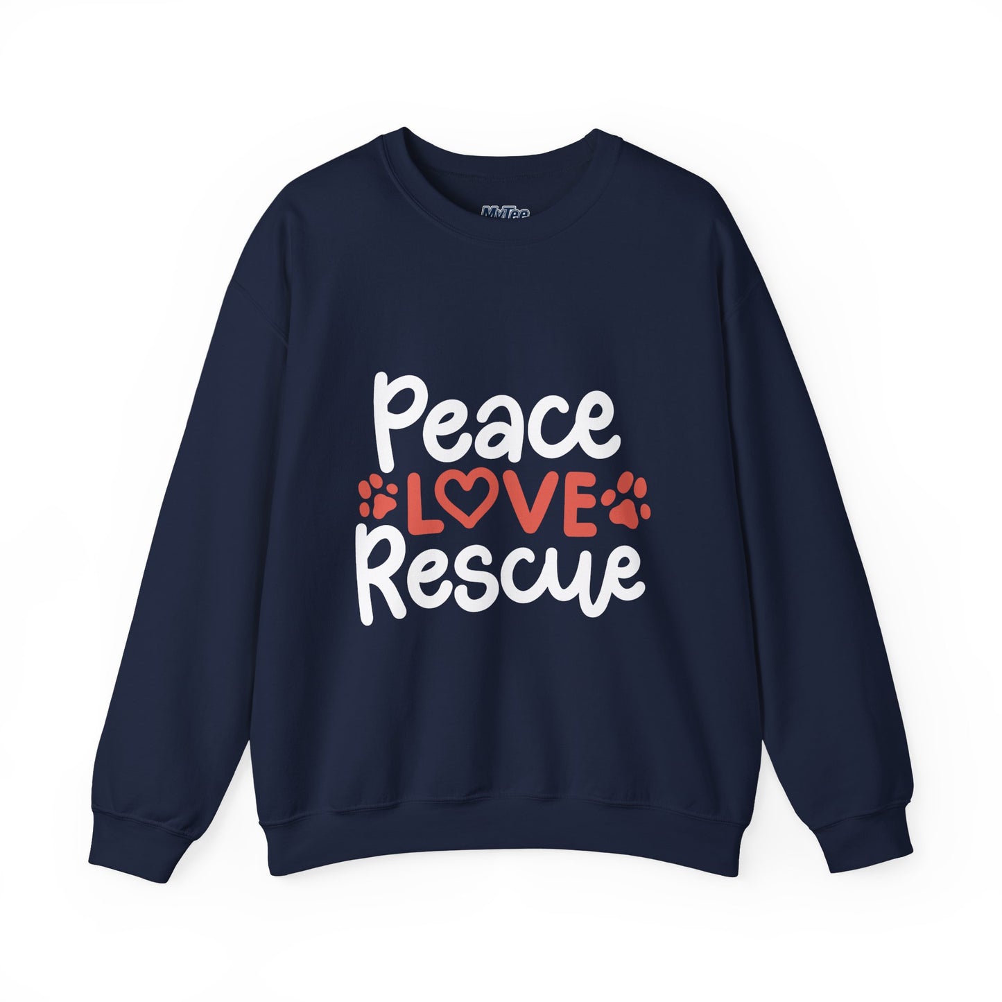 Peace Love Rescue Crewneck Sweatshirt | Pullover for Animal Lovers