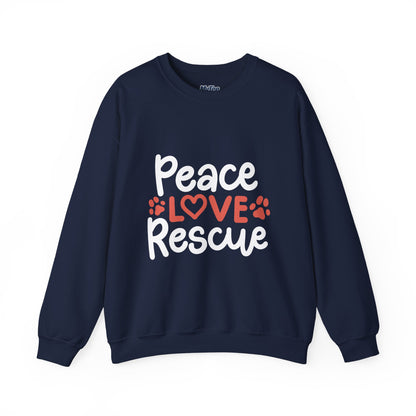 Peace Love Rescue Crewneck Sweatshirt | Pullover for Animal Lovers