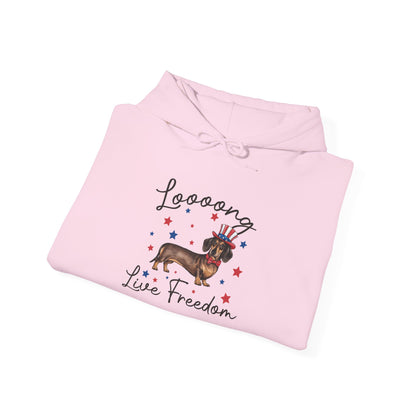 Patriotic Dachshund Loooong Live Freedom Unisex Hoodie