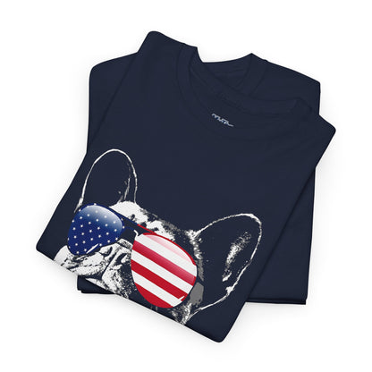 Patriotic French Bulldog With Sunglasses Unisex T-Shirt