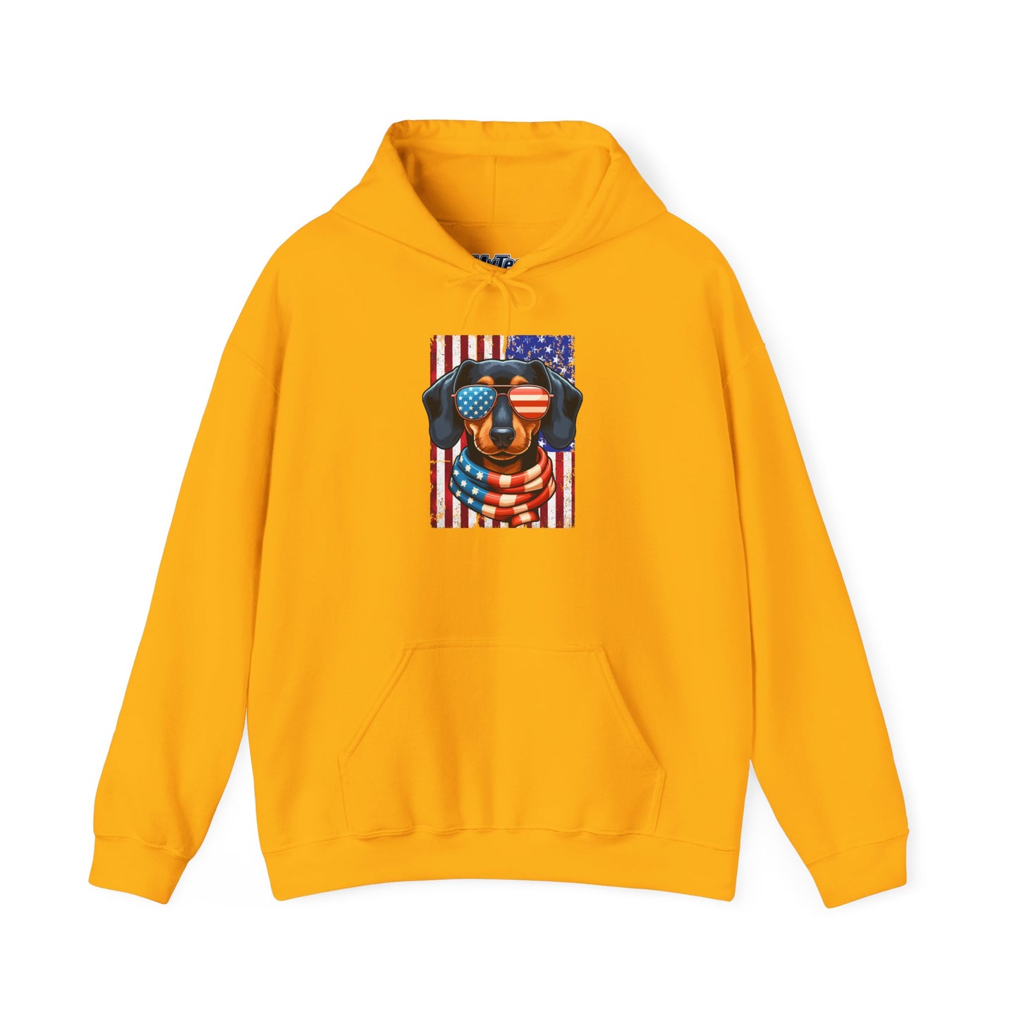 Patriotic Dachshund Dog Flag Shades Unisex Hoodie
