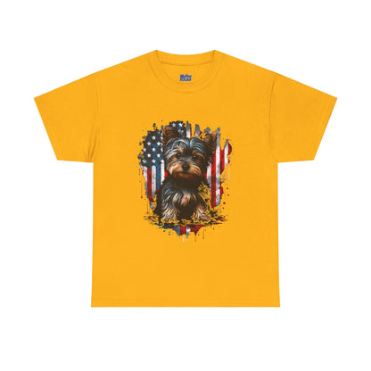 Patriotic American Yorkshire Terrier With sunglasses Unisex T-Shirt