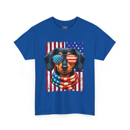 Patriotic Dachshund Dog Flag Shades Unisex T-Shirt