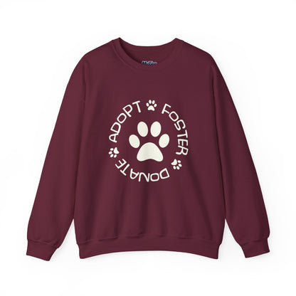 Adopt Foster Donate Unisex Sweatshirt | Paw Print Animal Shelter Pullover