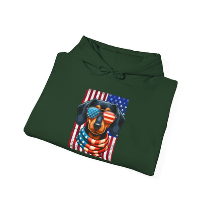 Patriotic Dachshund Dog Flag Shades Unisex Hoodie