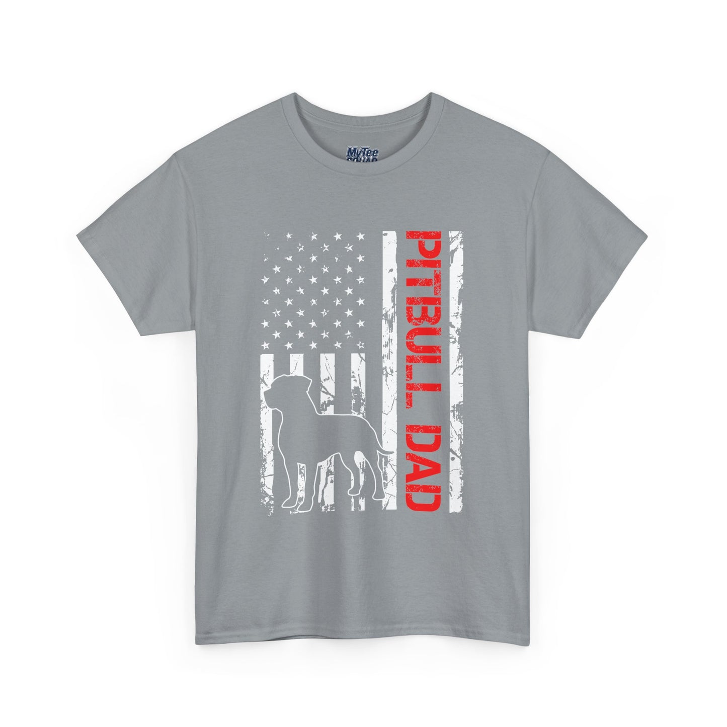 Patriotic Pitbull Dad Heavy Cotton T-Shirt | Father's Day Gift