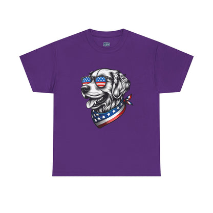 Patriotic Golden Retriever With Sunglasses Unisex T-Shirt