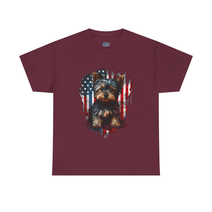 Patriotic American Yorkshire Terrier With sunglasses Unisex T-Shirt