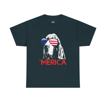 Patriotic Basset Hound With Sunglasses Unisex T-Shirt
