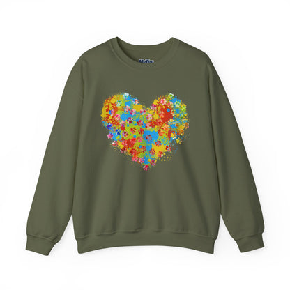 Colorful Heart Graphic Cozy Sweatshirt | Comfortable Winter Apparel