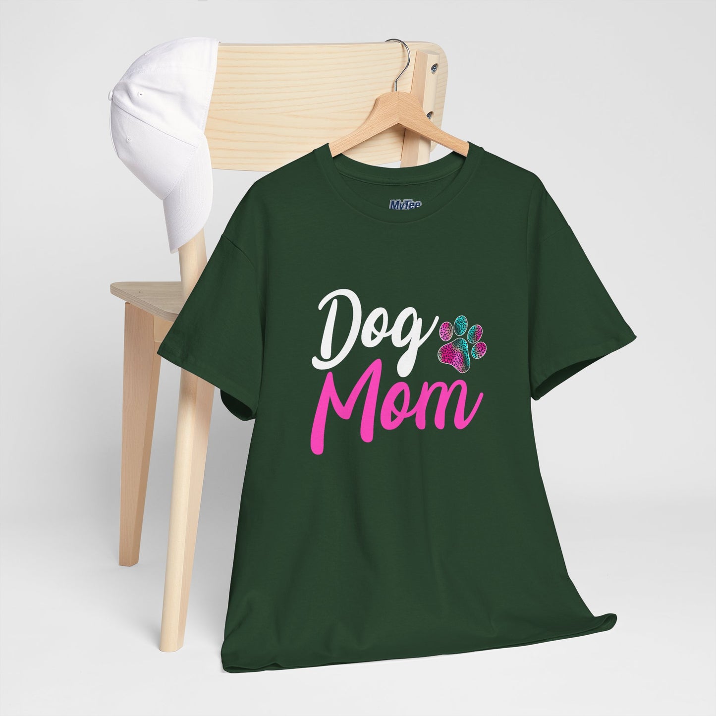 Dog Mom with a Colorful Paw Cotton T-Shirt