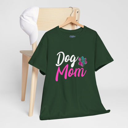 Dog Mom with a Colorful Paw Cotton T-Shirt
