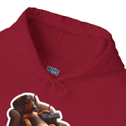Dachshund TV Boss Unisex Hoodie– Funny Wiener Dog Relax Tee