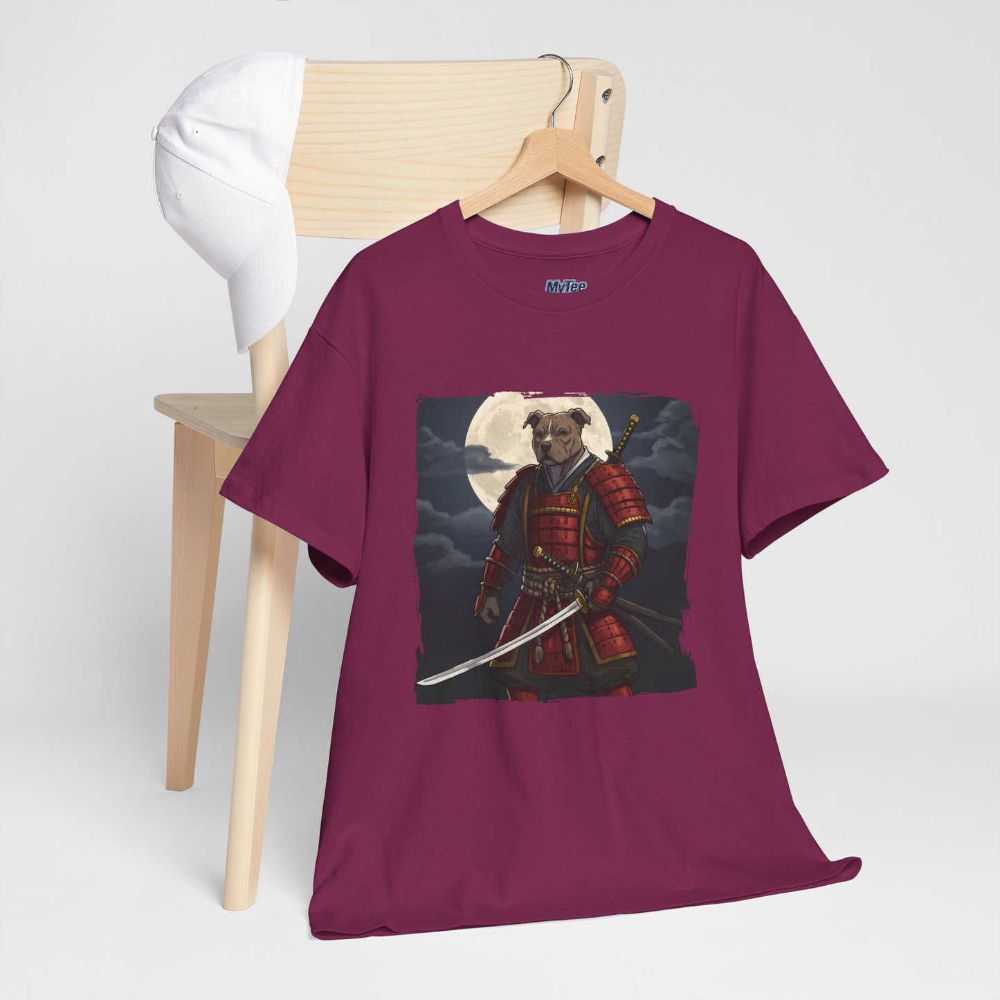 Pitbull Samurai Warrior Unisex Heavy T-Shirt,Tee | Graphic Tee For Anime Lovers