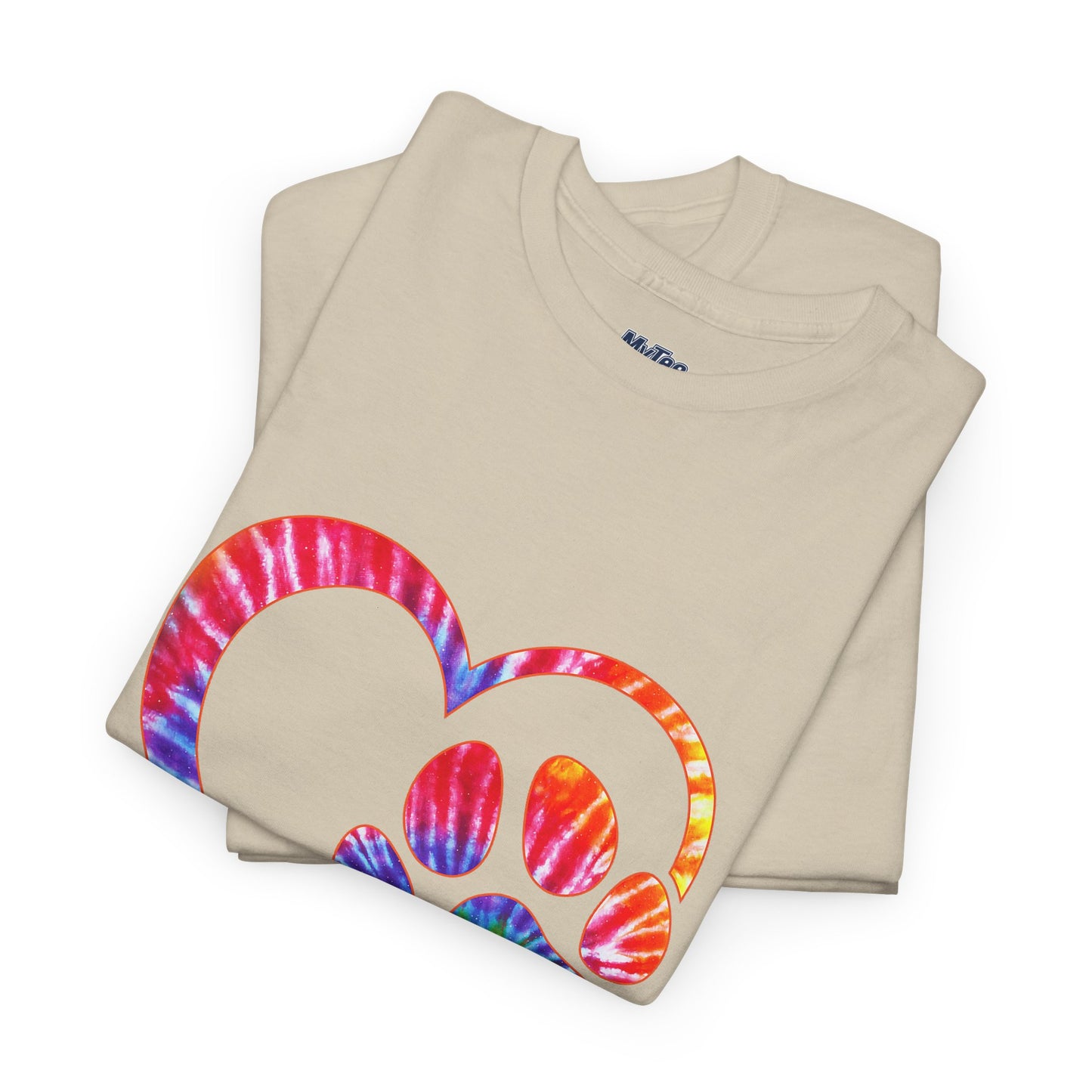 Paw Heart Rainbow Tie-Dye Dog Lover Cotton T-Shirt