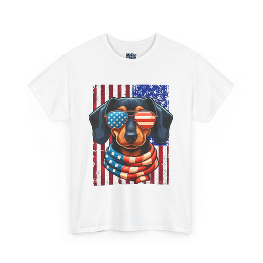 Patriotic Dachshund Dog Flag Shades Unisex T-Shirt