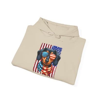 Patriotic Dachshund Dog Flag Shades Unisex Hoodie