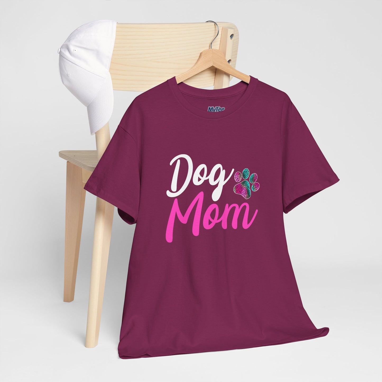 Dog Mom with a Colorful Paw Cotton T-Shirt
