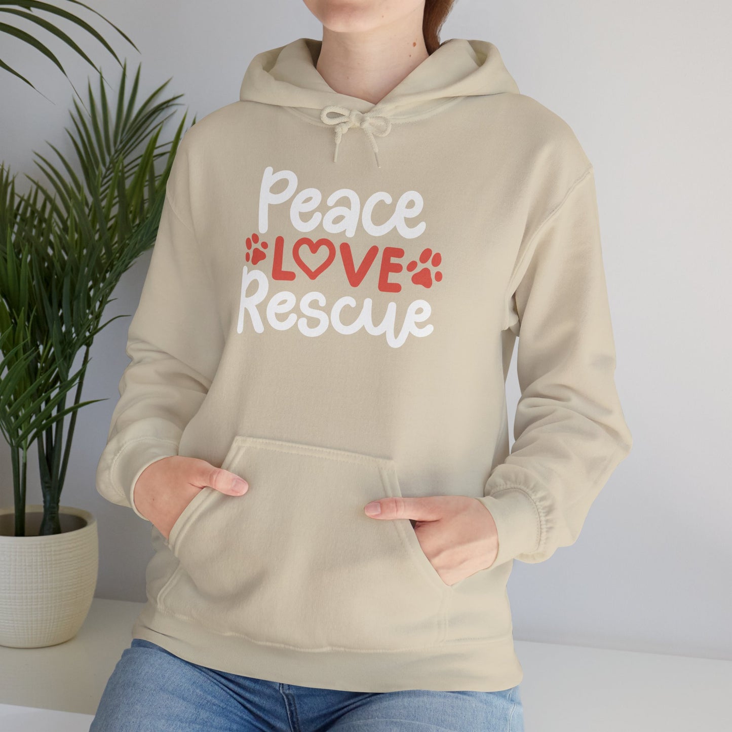 Peace, Love, Rescue Hoodie | Pet Adoption Awareness