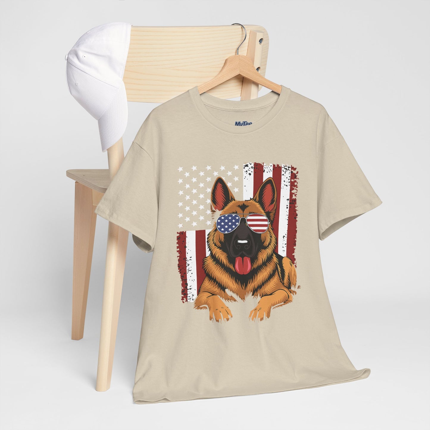 Patriotic German Shepherd Cotton T-Shirt | Tee
