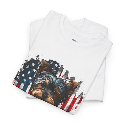Patriotic American Yorkshire Terrier With sunglasses Unisex T-Shirt