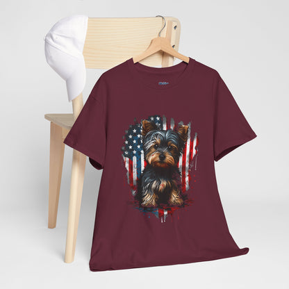 Patriotic American Yorkshire Terrier With sunglasses Unisex T-Shirt