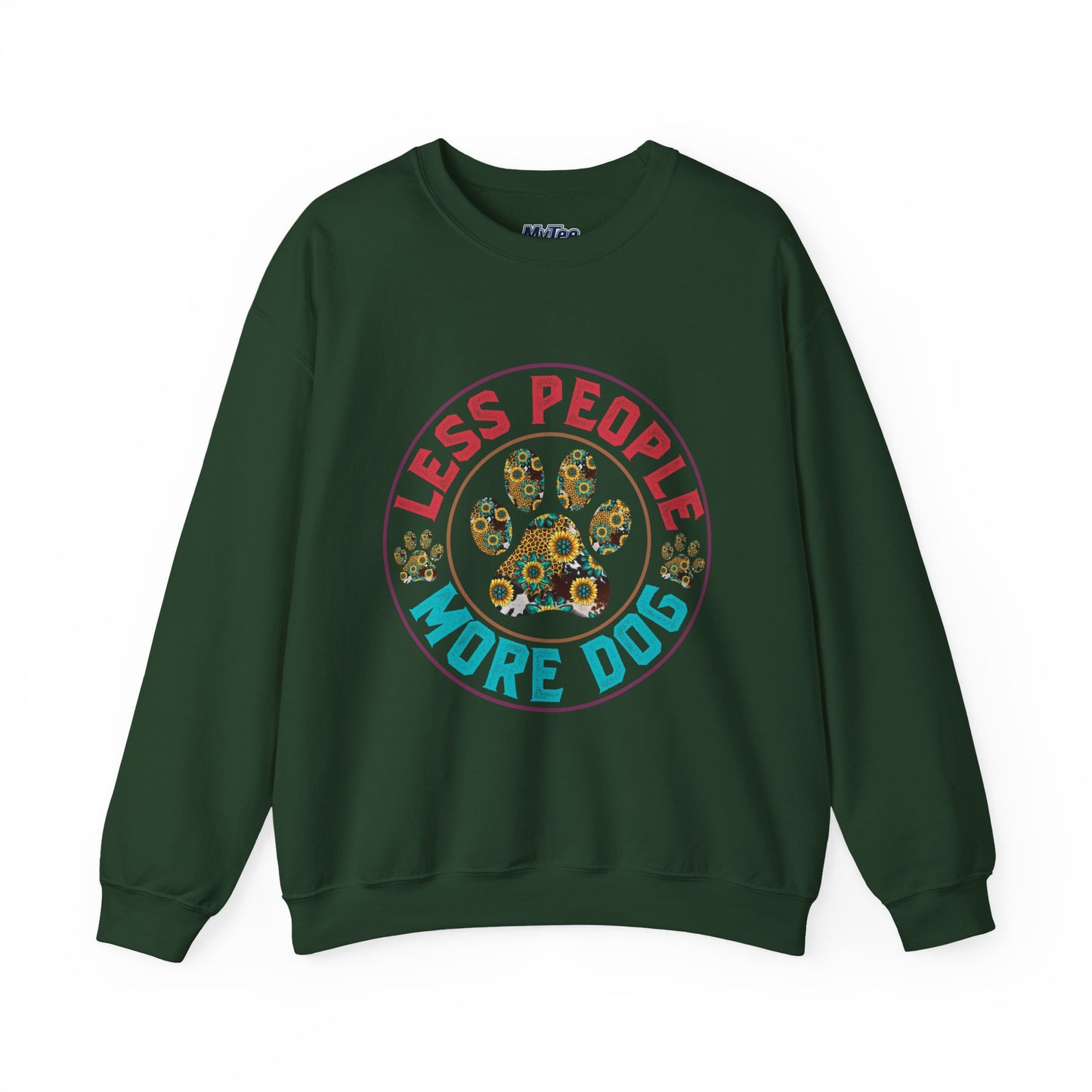 Less People More Dog Unisex Sweatshirt – Floral Paw Print Statement