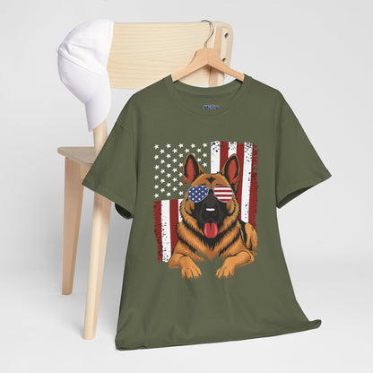 Patriotic German Shepherd Cotton T-Shirt | Tee