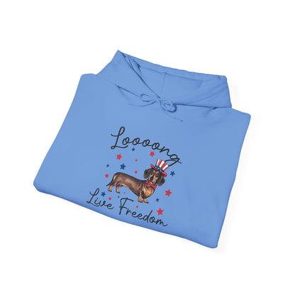 Patriotic Dachshund Loooong Live Freedom Unisex Hoodie