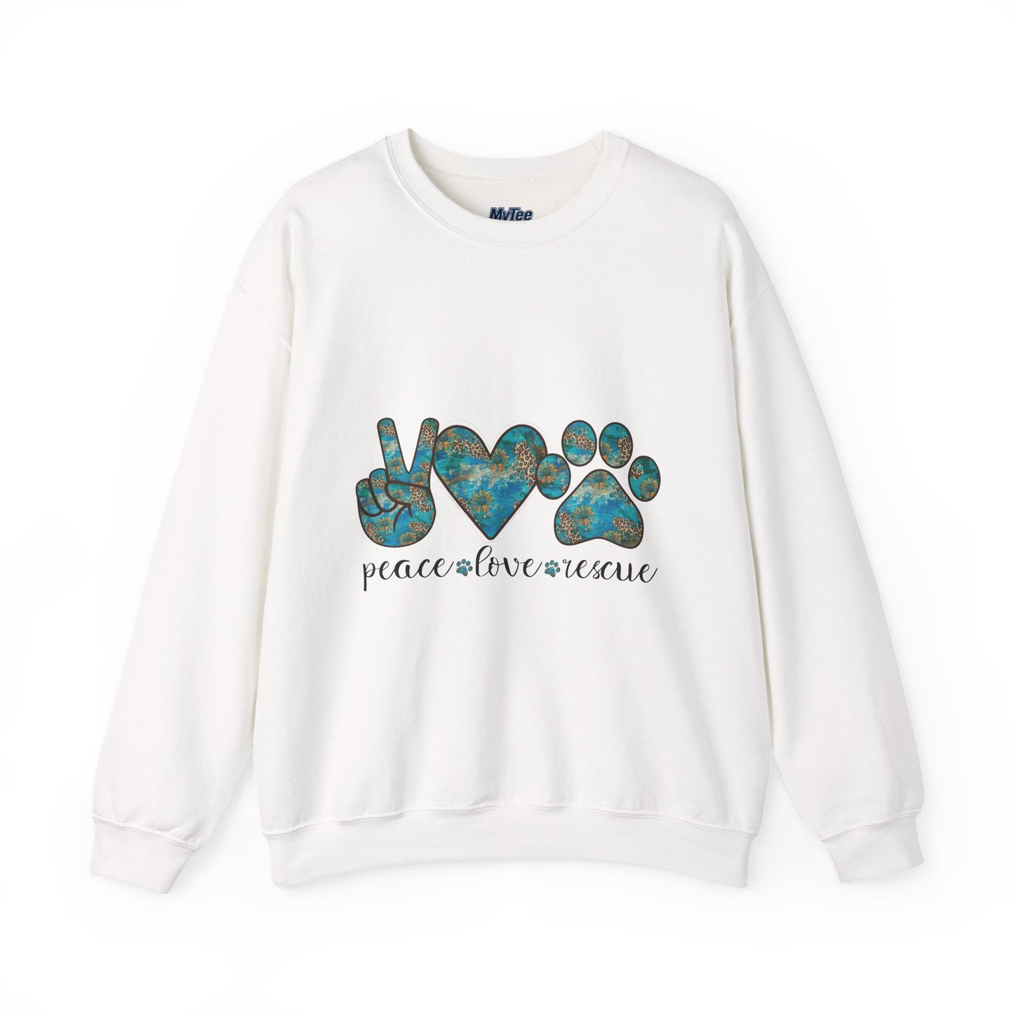 Peace Love Rescue Sweatshirt | Heavy Blend Crewneck for Animal Rescuers