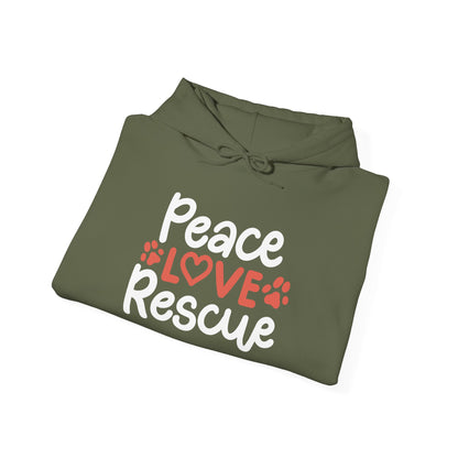 Peace, Love, Rescue Hoodie | Pet Adoption Awareness