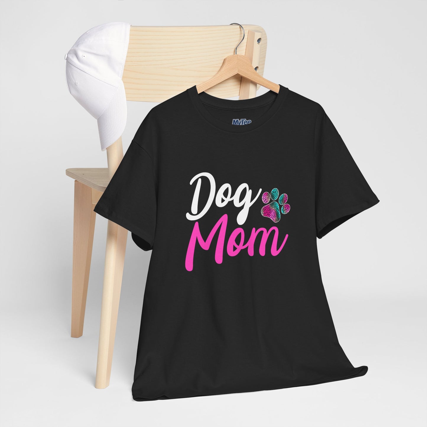 Dog Mom with a Colorful Paw Cotton T-Shirt