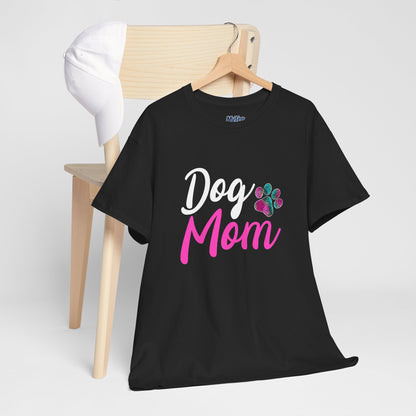 Dog Mom with a Colorful Paw Cotton T-Shirt