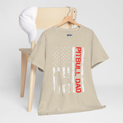 Patriotic Pitbull Dad Heavy Cotton T-Shirt | Father's Day Gift