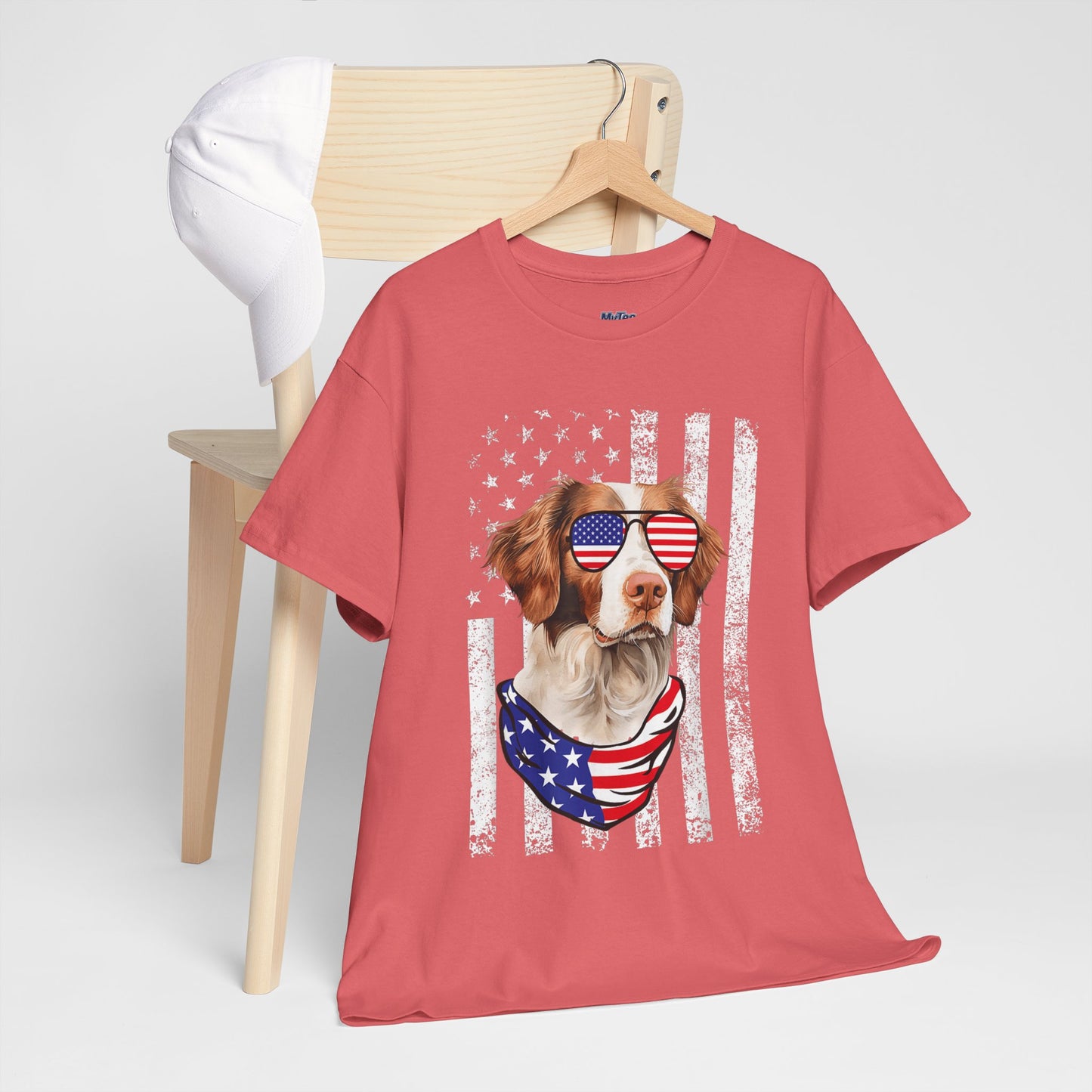 Patriotic Brittany Spaniel with Sunglasses Unisex T-Shirt