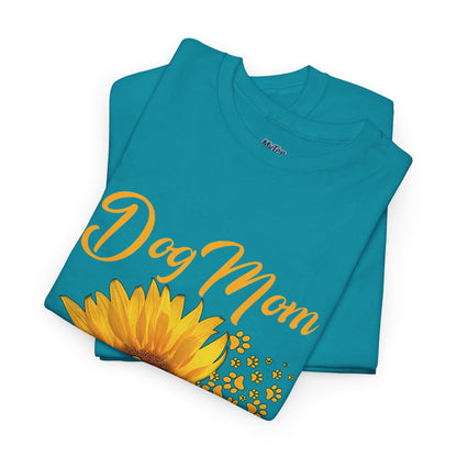 Dog Mom Sunflower Paw Cotton T-Shirt