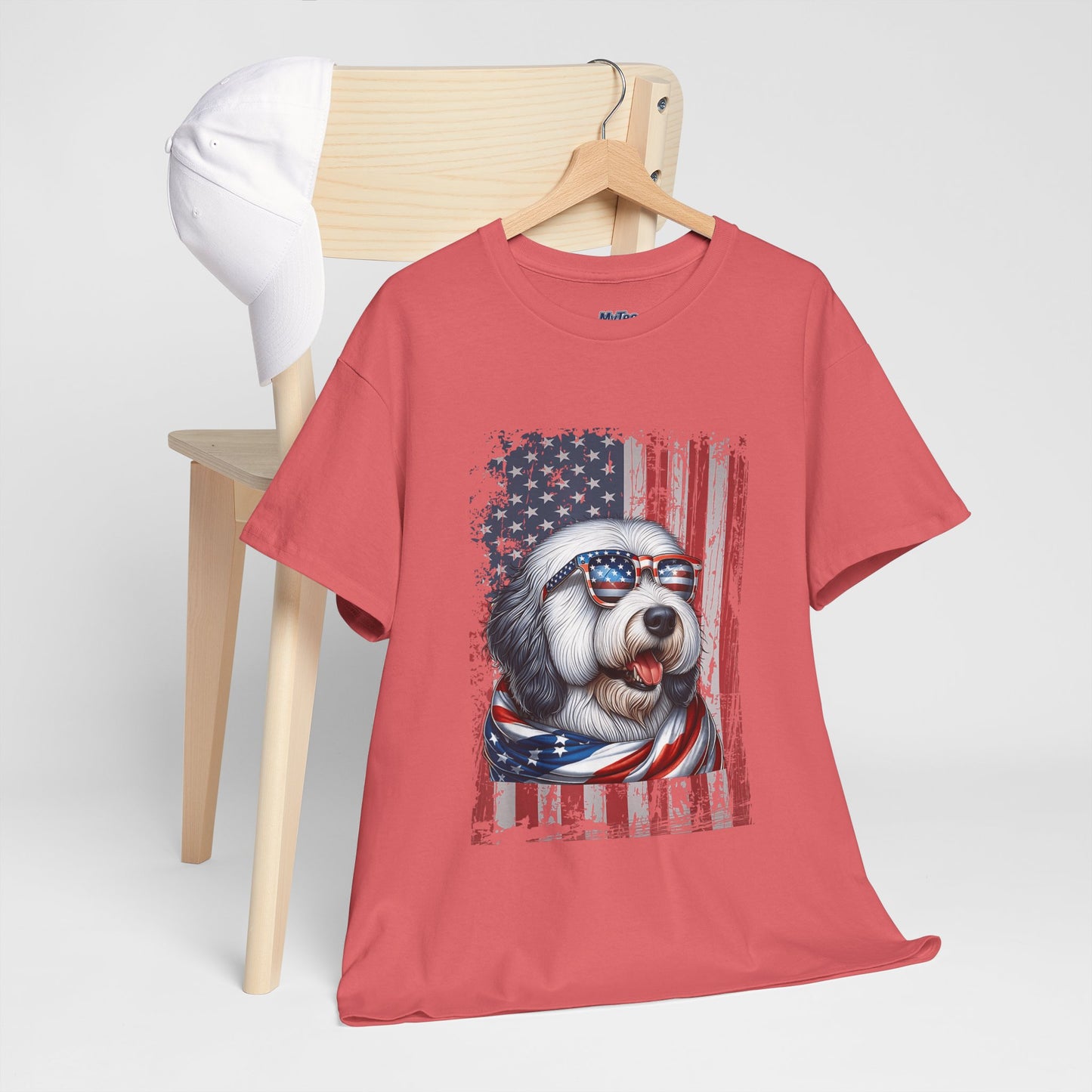Patriotic Old English Sheepdog With Sunglasses Unisec T-Shirt
