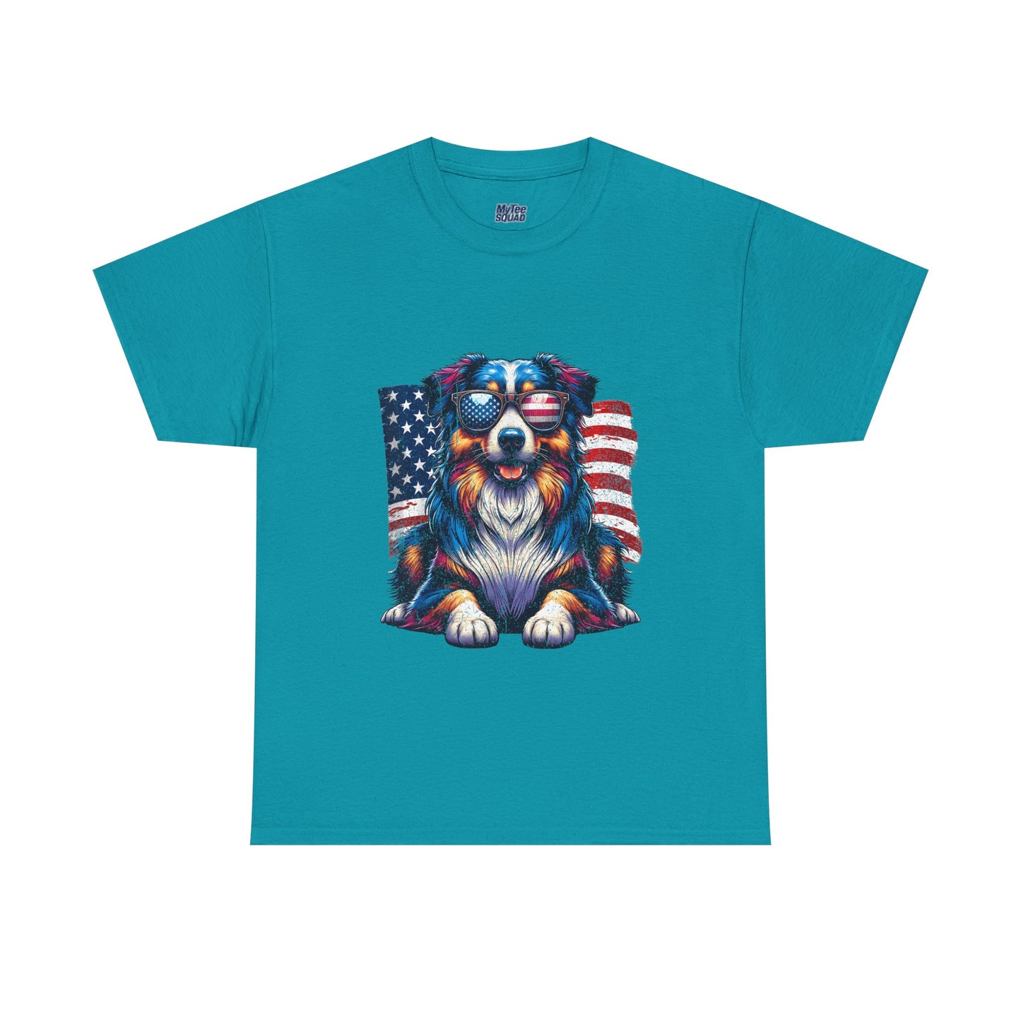 Patriotic Australian Shepherd With Sunglasses Unisex T-Shirt