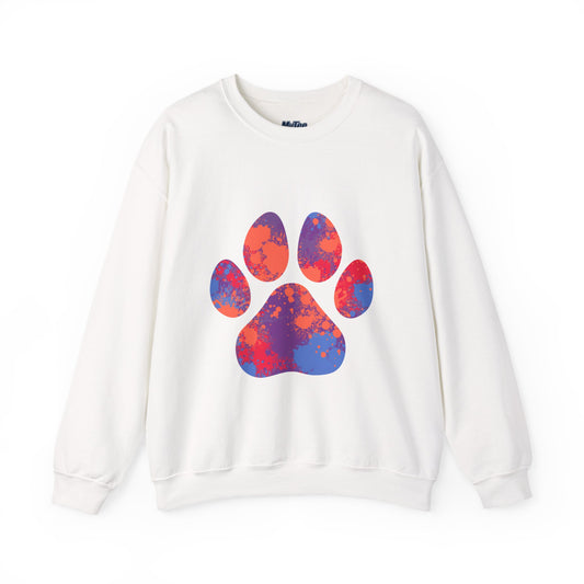 Colorful Paw Print Crewneck Sweatshirt | Pet Lover Gift, Cozy Casual Wear