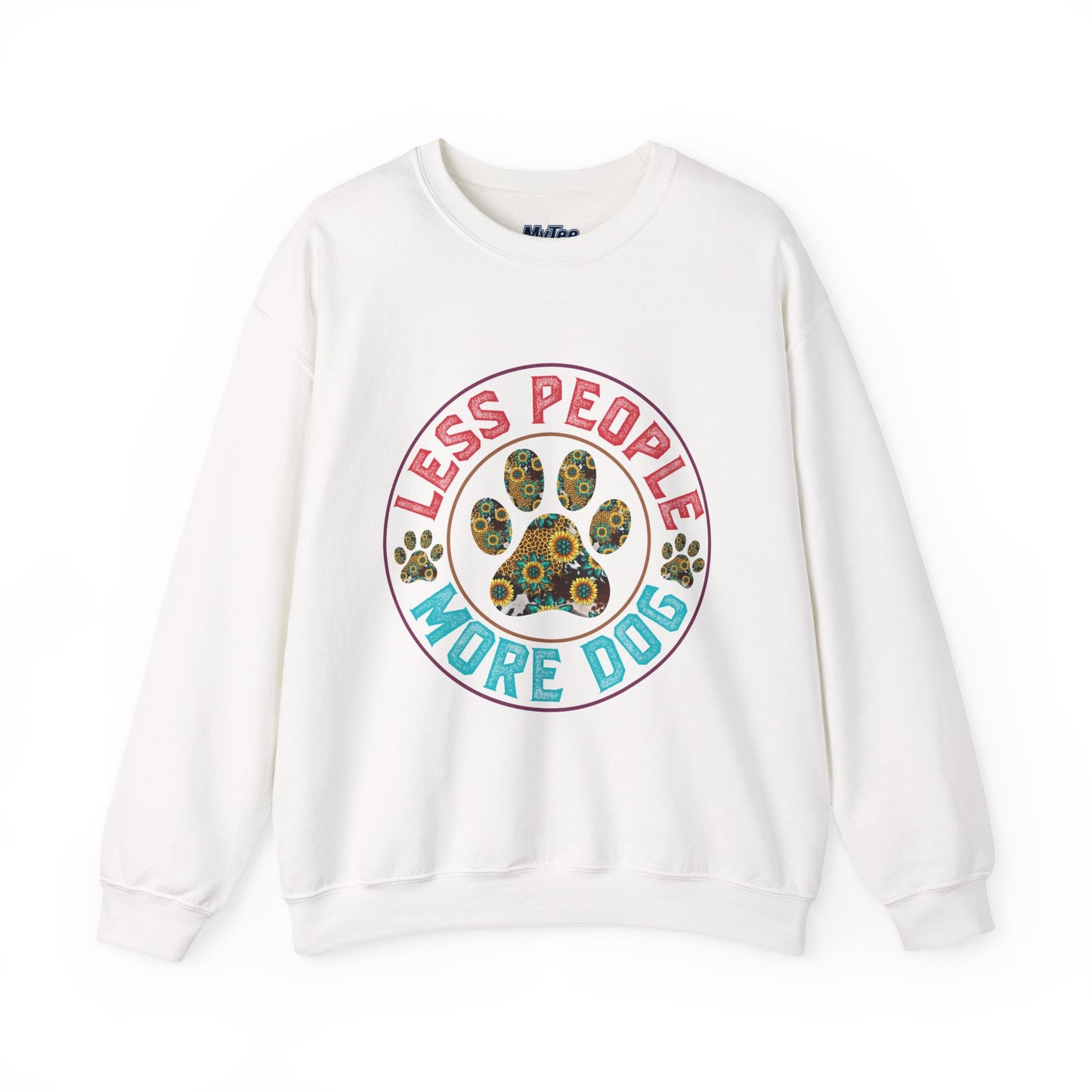 Less People More Dog Unisex Sweatshirt – Floral Paw Print Statement