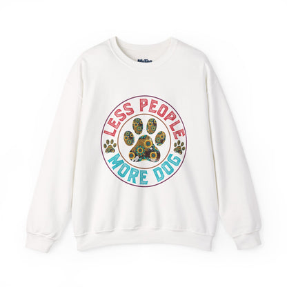 Less People More Dog Unisex Sweatshirt – Floral Paw Print Statement