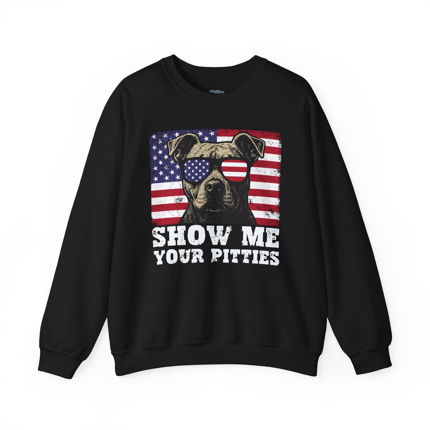Show Me Your Pitties Patriotic Pitbull Sweatshirt – Funny USA Dog Lover Pullover