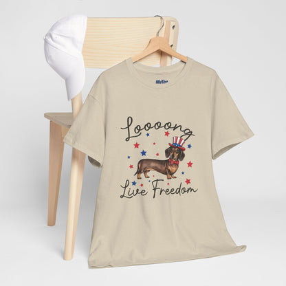 Patriotic Dachshund Loooong Live Freedom Unisex T-Shirt