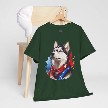 Patriotic Siberian Husky Unisex T-Shirt