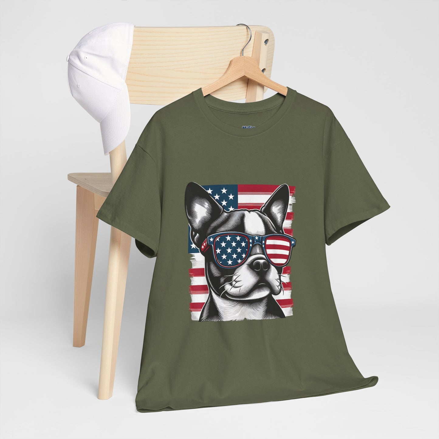 Patriotic Boston Terrier with Sunglasses Unisex T-Shirt